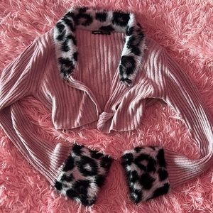 Cheetah and mauve print cropped sweater